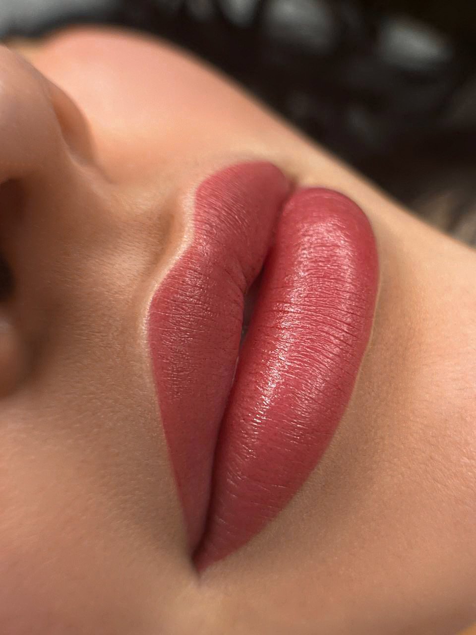 Soft rosy lip color